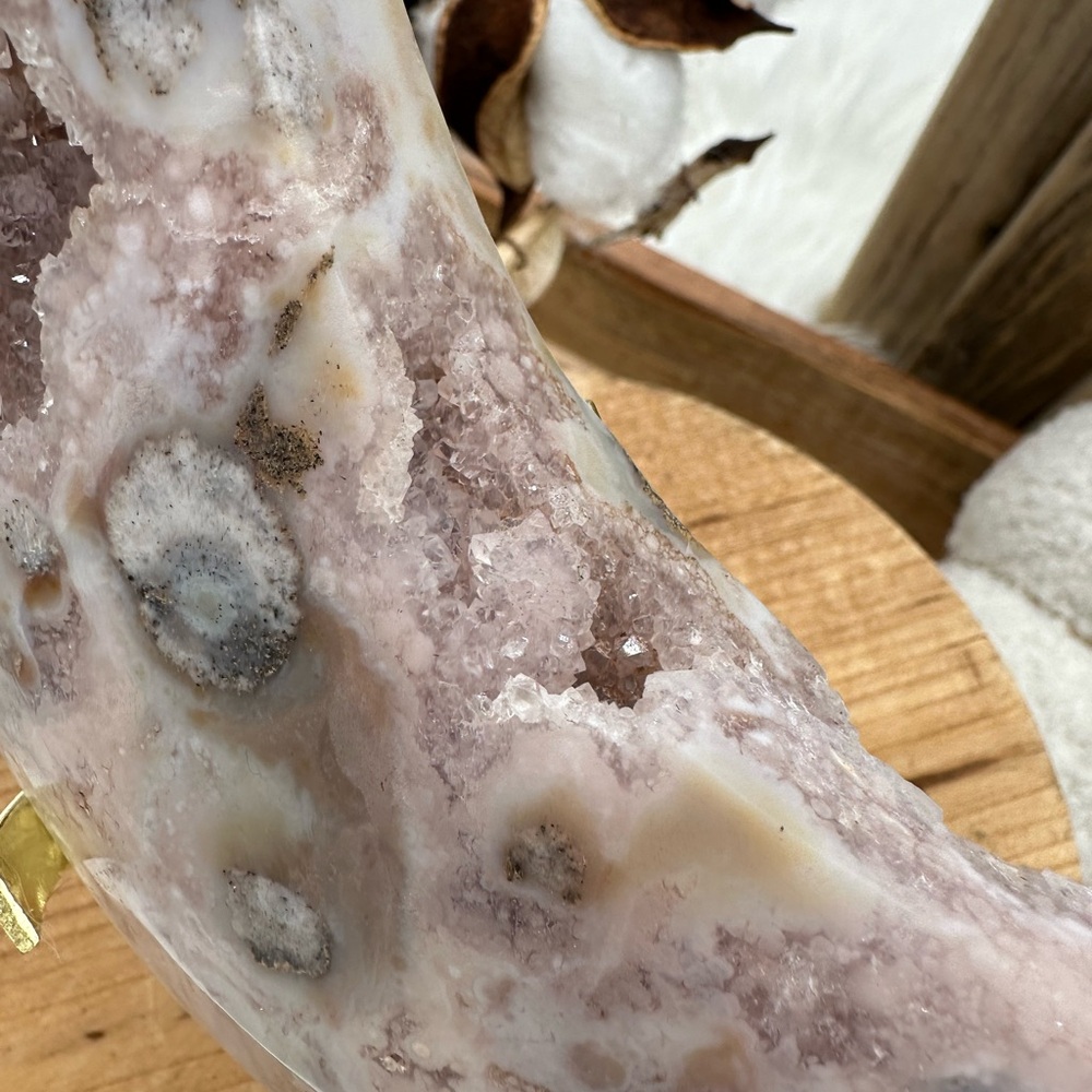 Beautiful Druzy Pink Amethyst Natural Crystal Moon